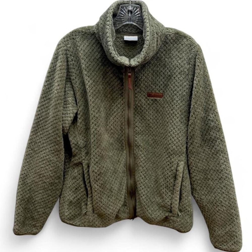 Columbia Fire Side II Sherpa Fleece Full Zip Jacket Olive Green Womens Large